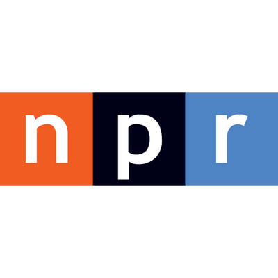 NPR logo with orange, black, and blue squares on a white background
