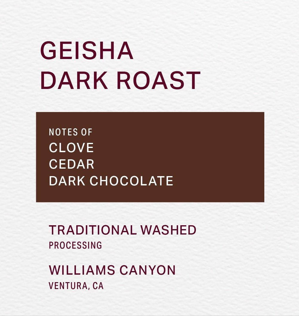 WILLIAMS CANYON - DARK ROAST - GEISHA - FRINJ COFFEE